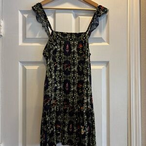 Agua Bendita Black Floral Mini Dress